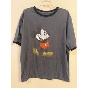 Disney Authentic  Mickey Mouse Graphic T Shirt Mens XL Gray Polyester Cotton